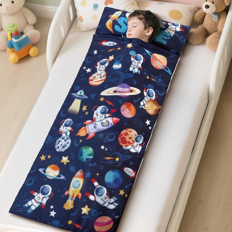 Decalsweet Kids Sleeping Bag Toddler Nap Mat with Removable Pillow, Large Foldable Sleeping Bag for Girls Boys, Easy Clean Slumber Bag with Double Zip for Camping School Preschool Daycare, 59×24 inch - Image 4